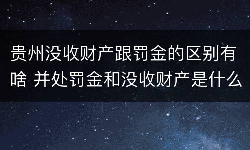 贵州没收财产跟罚金的区别有啥 并处罚金和没收财产是什么意思
