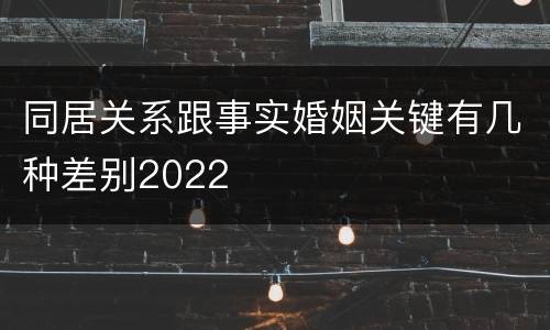 同居关系跟事实婚姻关键有几种差别2022