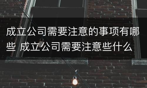 成立公司需要注意的事项有哪些 成立公司需要注意些什么