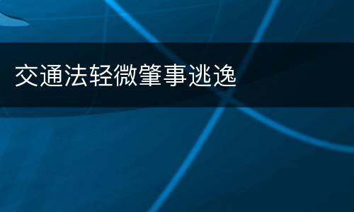 交通法轻微肇事逃逸