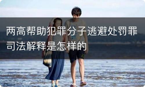 两高帮助犯罪分子逃避处罚罪司法解释是怎样的