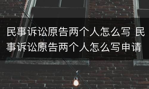 民事诉讼原告两个人怎么写 民事诉讼原告两个人怎么写申请
