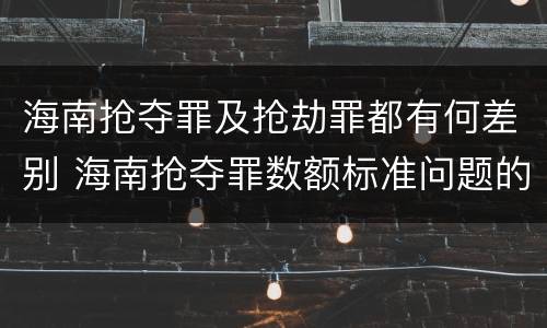 海南抢夺罪及抢劫罪都有何差别 海南抢夺罪数额标准问题的规定