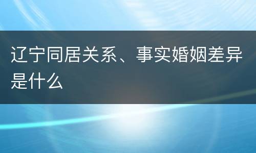 辽宁同居关系、事实婚姻差异是什么