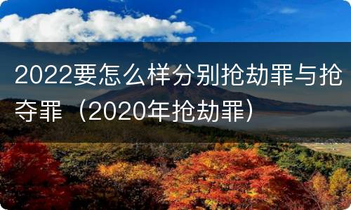 2022要怎么样分别抢劫罪与抢夺罪（2020年抢劫罪）