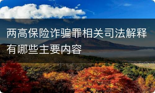 两高保险诈骗罪相关司法解释有哪些主要内容