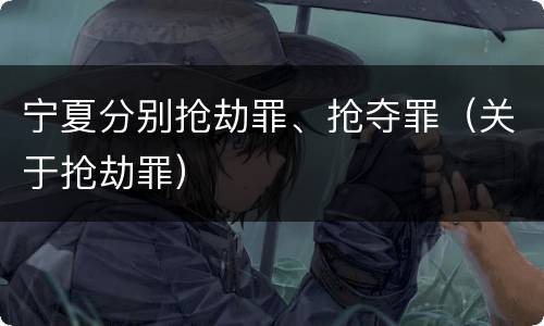 宁夏分别抢劫罪、抢夺罪（关于抢劫罪）