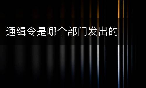 通缉令是哪个部门发出的