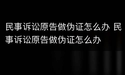 民事诉讼原告做伪证怎么办 民事诉讼原告做伪证怎么办