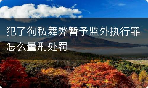 犯了徇私舞弊暂予监外执行罪怎么量刑处罚
