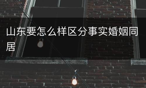 山东要怎么样区分事实婚姻同居