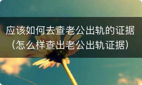 应该如何去查老公出轨的证据（怎么样查出老公出轨证据）