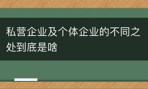 私营企业及个体企业的不同之处到底是啥