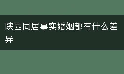 陕西同居事实婚姻都有什么差异