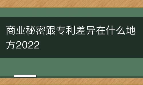 商业秘密跟专利差异在什么地方2022