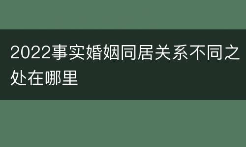 2022事实婚姻同居关系不同之处在哪里