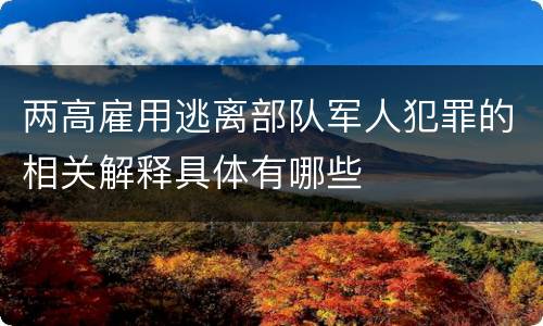 两高雇用逃离部队军人犯罪的相关解释具体有哪些