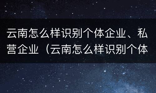 云南怎么样识别个体企业、私营企业（云南怎么样识别个体企业,私营企业名称）