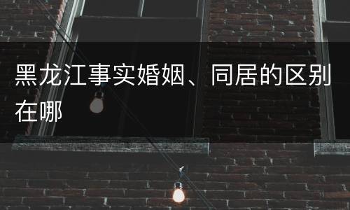 黑龙江事实婚姻、同居的区别在哪