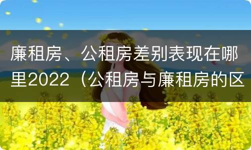 廉租房、公租房差别表现在哪里2022（公租房与廉租房的区别都在此,别再搞错了!）