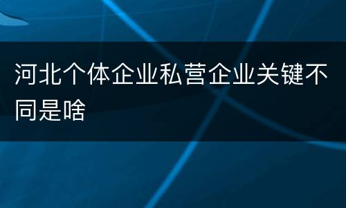 河北个体企业私营企业关键不同是啥