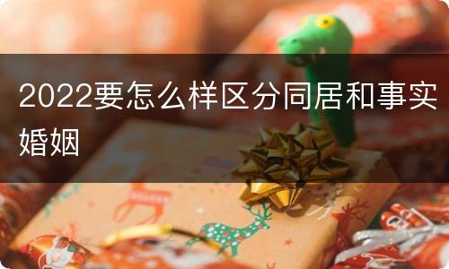 2022要怎么样区分同居和事实婚姻