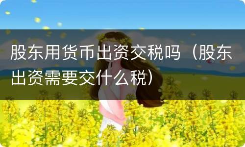 股东用货币出资交税吗（股东出资需要交什么税）