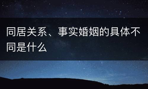 同居关系、事实婚姻的具体不同是什么