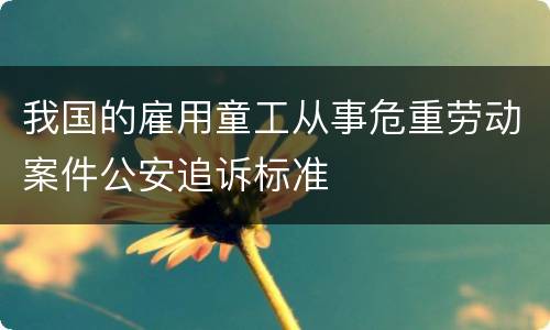 我国的雇用童工从事危重劳动案件公安追诉标准