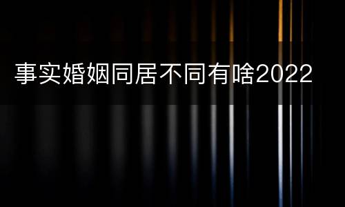 事实婚姻同居不同有啥2022