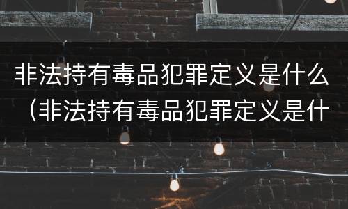 非法持有毒品犯罪定义是什么（非法持有毒品犯罪定义是什么）