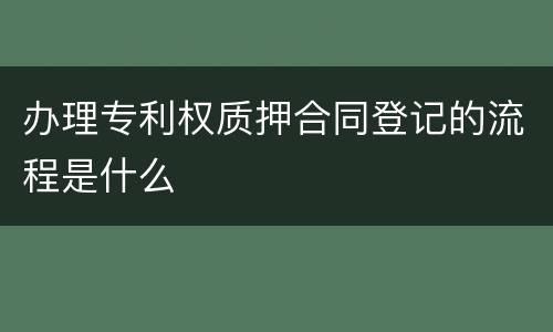 办理专利权质押合同登记的流程是什么