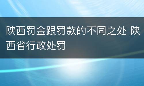 陕西罚金跟罚款的不同之处 陕西省行政处罚