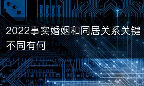2022事实婚姻和同居关系关键不同有何