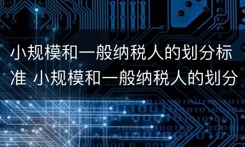 小规模和一般纳税人的划分标准 小规模和一般纳税人的划分标准一样吗