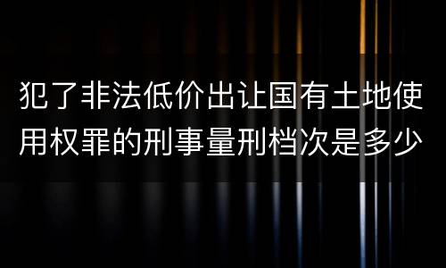 犯了非法低价出让国有土地使用权罪的刑事量刑档次是多少