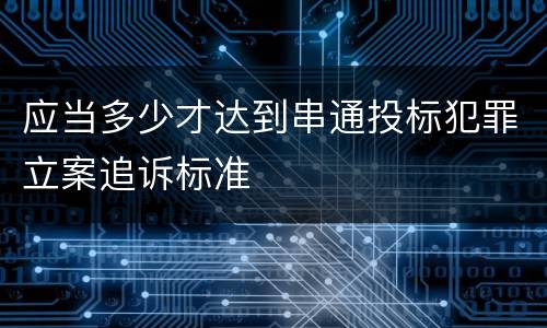应当多少才达到串通投标犯罪立案追诉标准