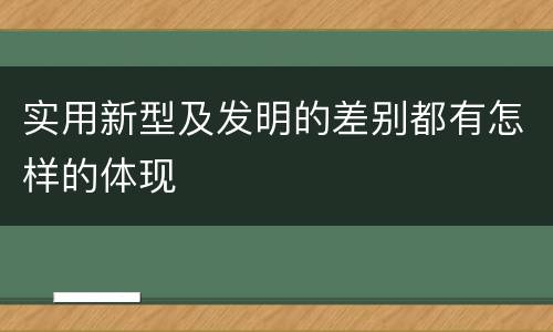实用新型及发明的差别都有怎样的体现