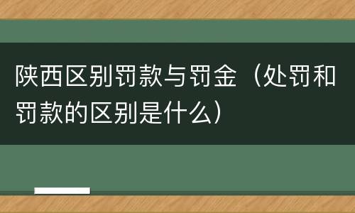 陕西区别罚款与罚金（处罚和罚款的区别是什么）