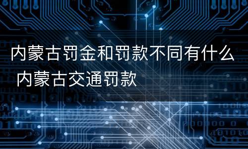内蒙古罚金和罚款不同有什么 内蒙古交通罚款