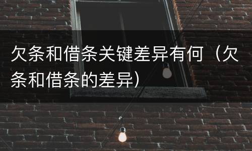 欠条和借条关键差异有何（欠条和借条的差异）