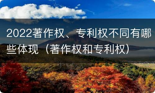 2022著作权、专利权不同有哪些体现（著作权和专利权）