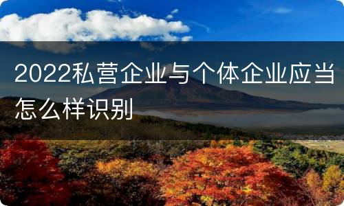 2022私营企业与个体企业应当怎么样识别
