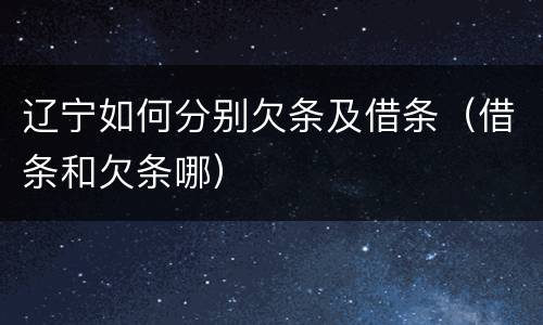 辽宁如何分别欠条及借条（借条和欠条哪）
