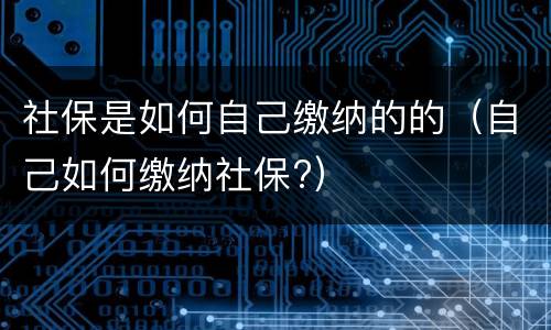 社保是如何自己缴纳的的（自己如何缴纳社保?）
