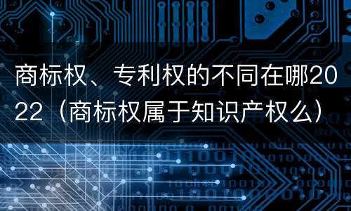 商标权、专利权的不同在哪2022（商标权属于知识产权么）