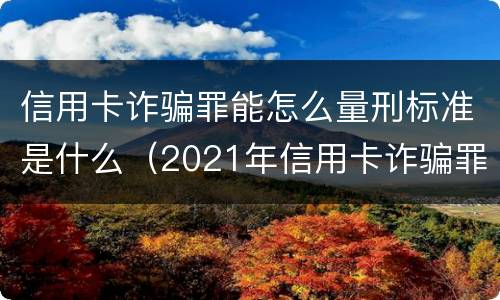 信用卡诈骗罪能怎么量刑标准是什么（2021年信用卡诈骗罪怎么认定）