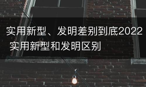 实用新型、发明差别到底2022 实用新型和发明区别
