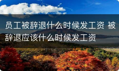 员工被辞退什么时候发工资 被辞退应该什么时候发工资