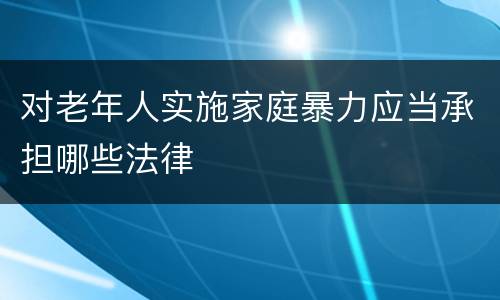 对老年人实施家庭暴力应当承担哪些法律